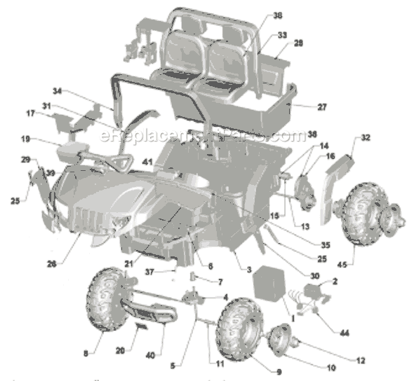 Page A Diagram and Parts List for L7825  Power Wheels Ride-On Cars